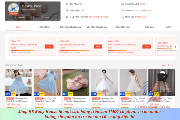Shop bán quần áo trẻ em Shopee đẹp